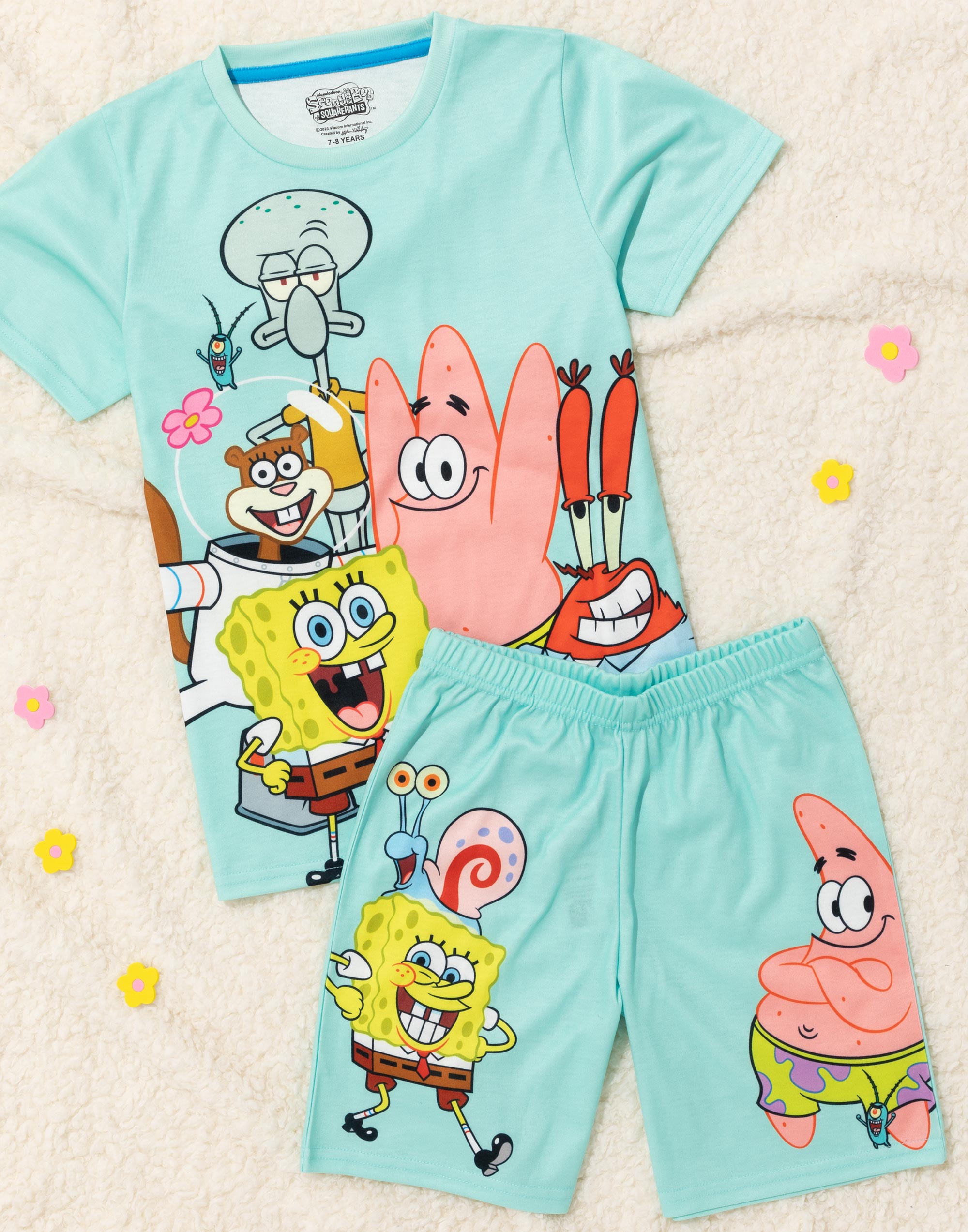 SpongeBob SquarePants Boys Blue Short Sleeve Short Leg Pyjama Set